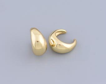 18K Gold Filled Crescent Moon Hoop Earrings Minimalist Polished Lunar Jewelry For Women