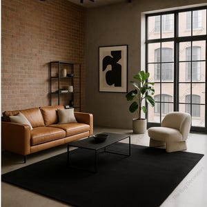 Hand Tufted Wool Rug - Charcoal Black Area Carpet - Modern Industrial Living Room Rug - Soft Wool Floor Decor - Custom Sizes