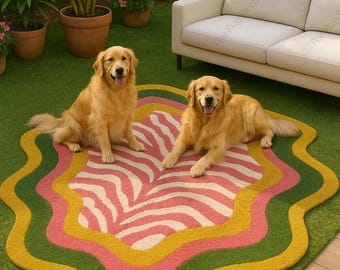 Hand Tufted Wool Area Rug – Wavy Zebra, Funky Decor