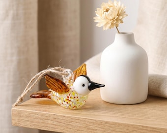 Colgante de pájaro de cristal hecho a mano, colgante de cristal de color, cristalería artesanal, regalo para el profesor, amantes de los pájaros