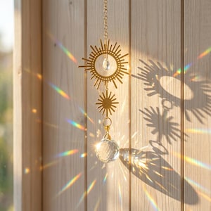 Crystal Sun Catcher, Galaxy Sunburst Window Hanging,Decor Gift for Home Garden