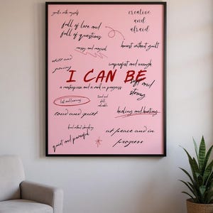 Self-Care Affirmations Poster Inspirational Quote Decor Be Yourself Motivational Print Positive Vibes Wall Art Trendy Prints Wall Art Pink