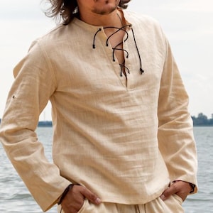 Linen Shirt long sleeve, Made in Europe in Atelier, Stylish and comfortable clothes for summer made of linen, Stylish outfit