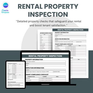 Rental Property Inspection Checklist: Landlord Move-In/Out Form (Printable, Editable Canva Template)