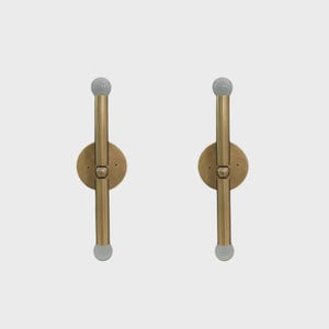 Pair Mid Century Wall Sconces | 1950s Italian Raw Brass Light Fixture | Vintage Cylindrical Sconce | Modern Brass Wall Lamp