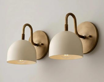 Modern Brass Bowl Wall Sconce: Mid Century Modern Light Fixture | plug in wall sconce | Wall fixtures | wall sconce pair | sconces