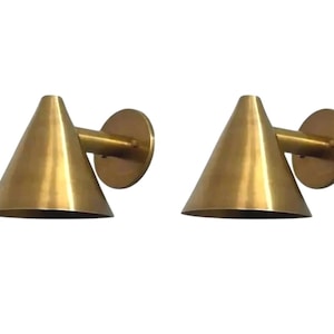 1950s Mid Century Raw Brass Cone Wall Sconce – Italian Hardwired Light Fixture