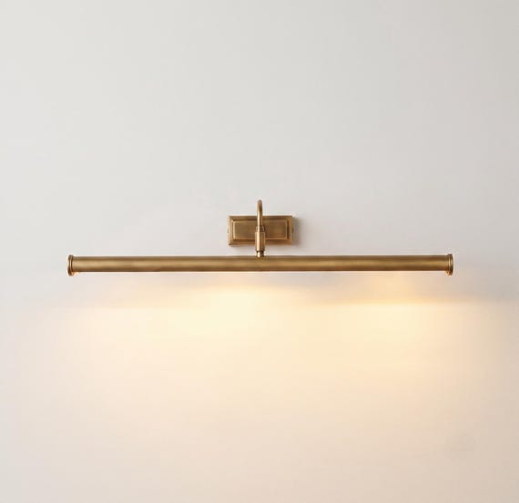 Mid-Century Modern Brass Picture Light | Adjustable Gallery Wall Lamp, Solid Brass Sconce