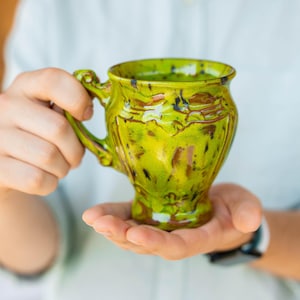 Handmade Ceramic Mug | Large Red Clay Coffee Cup 400ml | Lead-Free Glaze | Rustic Pottery Mug | Nature Inspired Gift, Artisan Pottery Cup