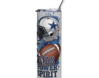 Dallas Cowboys Tumbler Wrap: Football Star Power PNG (Digital Download 20oz Skinny Tumbler Design)