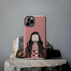 Nezuko Demon Slayer Tough Phone Case, Blank Face Design, Anime Phone Cover, Protective Phone Shell, Unique Gift for anime fans