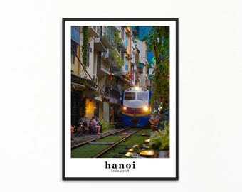 Hanoi, ulica kolejowa, plakat, wydruk, Wietnam, podróże, sztuka, fotografia
