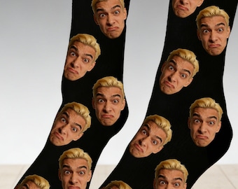 Calzini con viso personalizzati, calzini con foto personalizzati, regali per San Valentino, viso sui calzini, regalo fotografico divertente personalizzato per lei, lui o i migliori amici