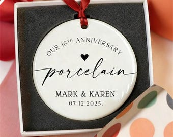Decorazione per il 18° anniversario di matrimonio, regalo per il 18° anniversario di matrimonio per coppia, regalo di anniversario in porcellana 2025, regalo di San Valentino in porcellana per matrimonio