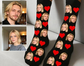 Calzini con viso personalizzati, calzini con foto personalizzati, calzini con foto, viso sui calzini, regalo fotografico divertente personalizzato per lei, regali di San Valentino per lui