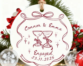 Ornamento personalizzato per fidanzati, regalo di fidanzamento, ornamento di fidanzamento, coppie, annuncio di fidanzamento, regalo di nozze, regalo di San Valentino personalizzato