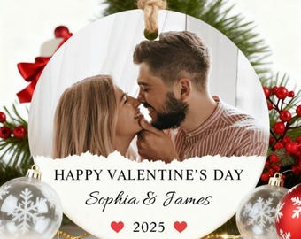 Ornamento di San Valentino, regalo di coppia personalizzato, ricordo romantico di San Valentino, regalo d'amore minimalista per il fidanzato, lui, foto di coppia