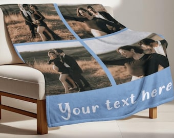Coperte con foto personalizzate per divano, coperte con collage di foto personalizzate, coperte personalizzate per coppie con foto, regalo di anniversario, regalo di San Valentino