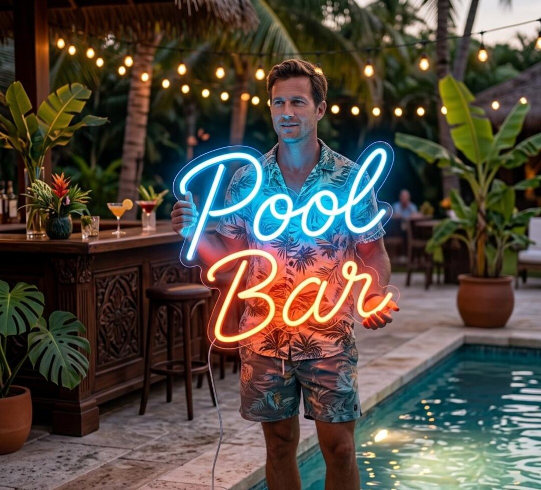 Custom Pool Neon Sign Outdoor Patio Decor | Personalized Poolside Name ...