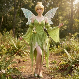 Fairy Costume Adult, Green Fairy Dress with Wings, Woodland Fairy Outfit, Pixie Costume Women, Fantasy Fairy Cosplay, Fairy Princess