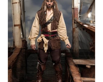 Jack Sparrow, Pirate costume, Couple Pirates of the Caribbean, Women pirate, Larp costume, viking costume, barbarian costume, larp cosplay