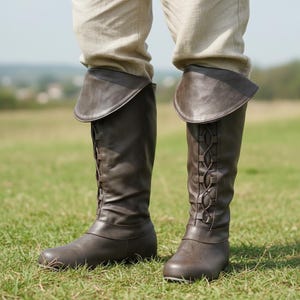 Ren Faire Pirate Boots, Lace Up Medieval Viking Cosplay Footwear