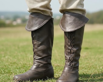 Ren Faire Pirate Boots, Lace Up Medieval Viking Cosplay Footwear