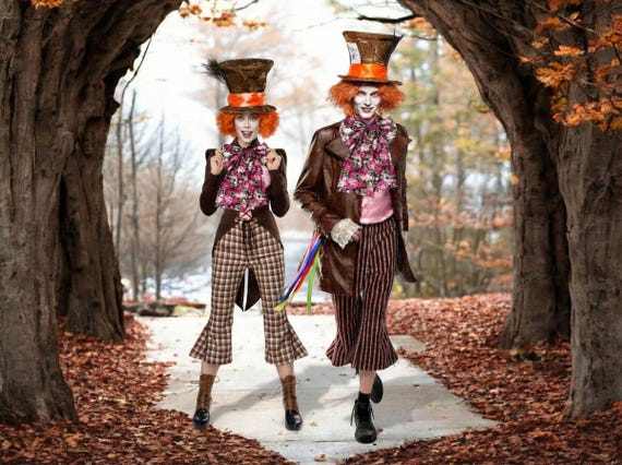Couple Mad Hatter Costume Halloween, Partner costume,Mad Hatter Cosplay, couple Larp costume, Alice in Wonderland Hatter, carnival costume
