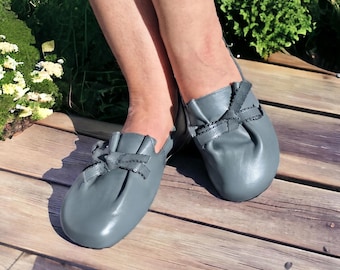 Real Leather Ballerina Flats Women, Soft Leather Slippers, Medieval Flats, Flexible Leather Shoes, Renaissance Shoes