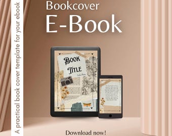 Book Cover Template Canva | Ebook Cover Vintage Collage Design + Matching Back Cover for Social Media | Editable Author Title | Kindle Cover