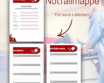 Emergency folder + card for caregivers (PDF) | Emergency kit folder template | Important documents checklist | Digital download