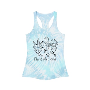 Plant Medicine Tie Dye Racerback Tank Top, Bohemian Summer Top, Festival Wear, Yoga Top, Herbal Vibes Apparel
