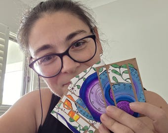 Trio of Bloom Spirals- Abstract Watercolor and Ink Aceo Set