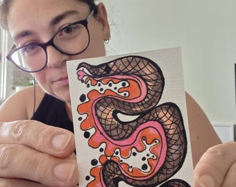 Botanical Serpent Flow – Abstract Lace‑Inspired Mini Art- ACEO Card