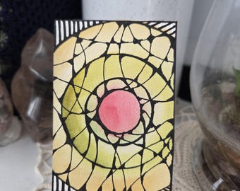 Cosmic Web Glow ACEO – Original Abstract Miniature Painting