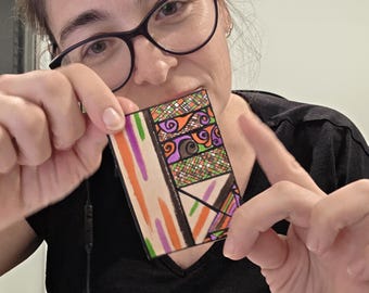 Coffee Pattern Mosaic – Abstract Geometric ACEO with Ink & Watercolour Pens