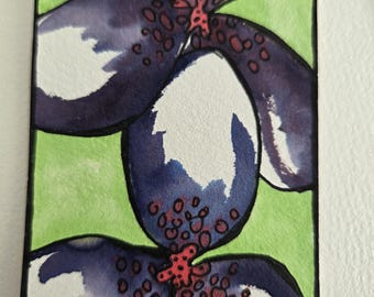 Midnight Bloom ACEO – Abstract Floral Miniature Painting