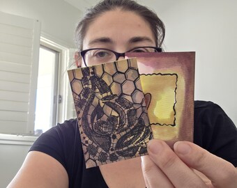 Brown Lace  ACEO • Collaborative Watercolour & Ink Mini Art Card
