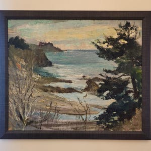 California Coast Painting Mendocino Headlands State Park ? Vintage Blessing Betty LeMohn Original Oil Painting Shoreline California Painting