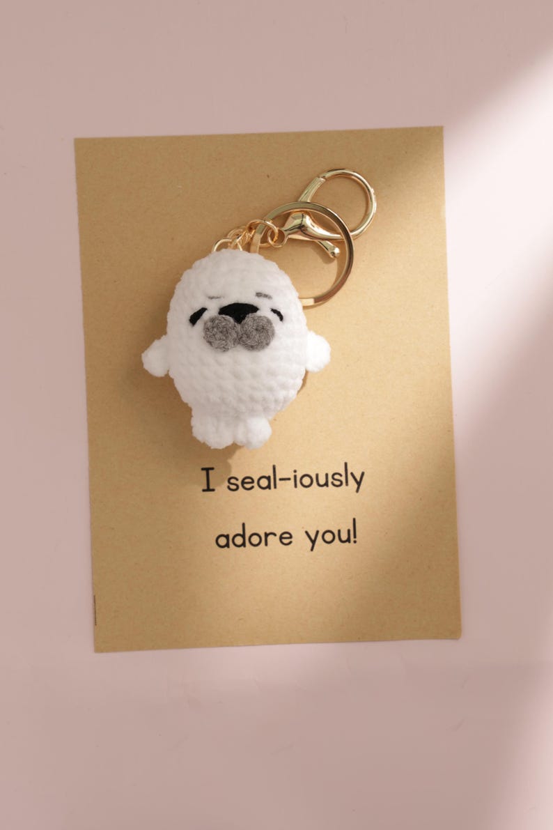 Handmade Crochet Baby Seal Keychain: Amigurumi Charm - Etsy