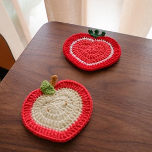Handmade Crochet strawberry Coaster, Handmade Round Fruit Cup Holder, Car Coaster,Housewarming Coaster Decor, Cute gift for friends