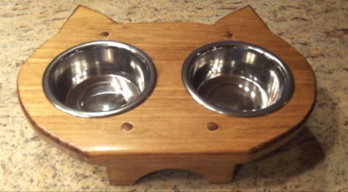 Cat Bowl Holder with Bowls Choice of Color Etsy