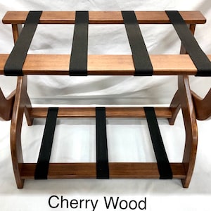 Guest Room Luggage Rack, Dual Shelf Design, Hardwood, Choice of Webbing, FREE SHIPPING