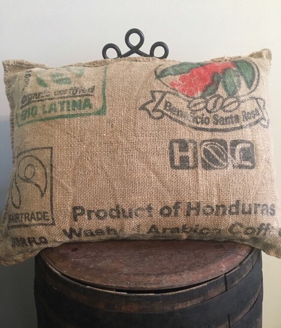 Coffee Sack Pillow 20 X 28 Washed Burlap Etsy