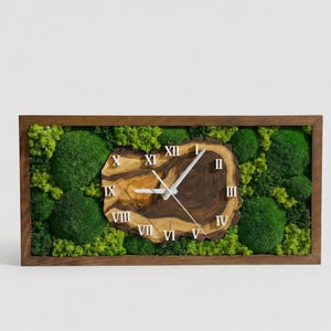 Rectangular Moss Wall Clock | Biophilic Office Decor | Therapy Room Sound Absorbing Art