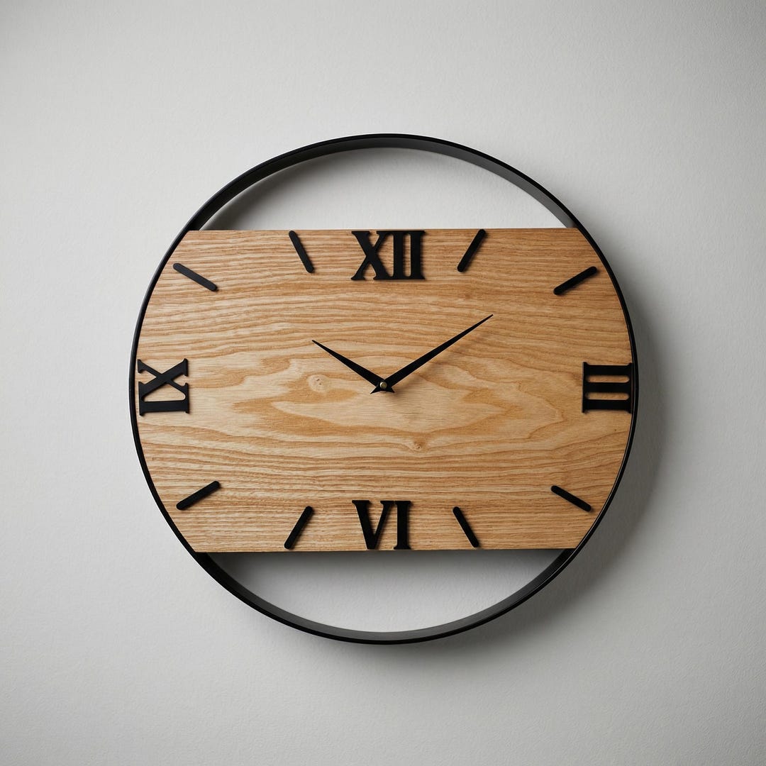 Ash Clock Wooden Wall Clock Solid Ash Wood, Natural Wood Clock Handmade, Organic ...