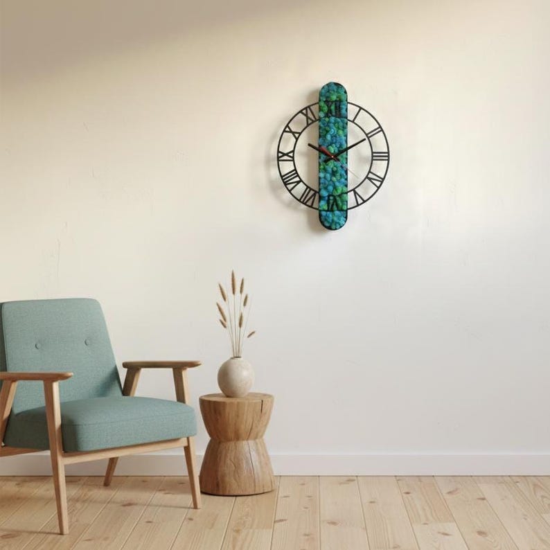 Modern Moss Wall Clock Wood and Moss Art Silent Biophilic Decor - Etsy