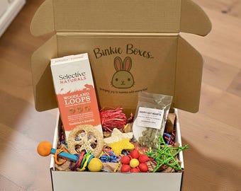 Hoppy Bunny Binkey Box: All-Natural Treats, Enrichment Toys for Rabbits