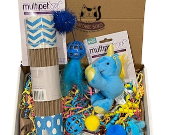 Meowie Box Cat Treat & Toy Box—Curated Cat Treats, Toys, Enrichment Box That Supports Animals in Need