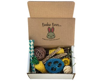 Rabbit Small Forage Box: Treat Sampler & Chew Toy Set